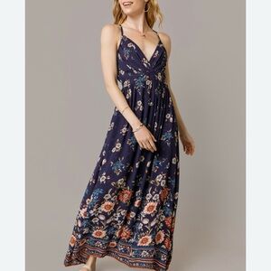 Angie Blue Floral Maxi Dress